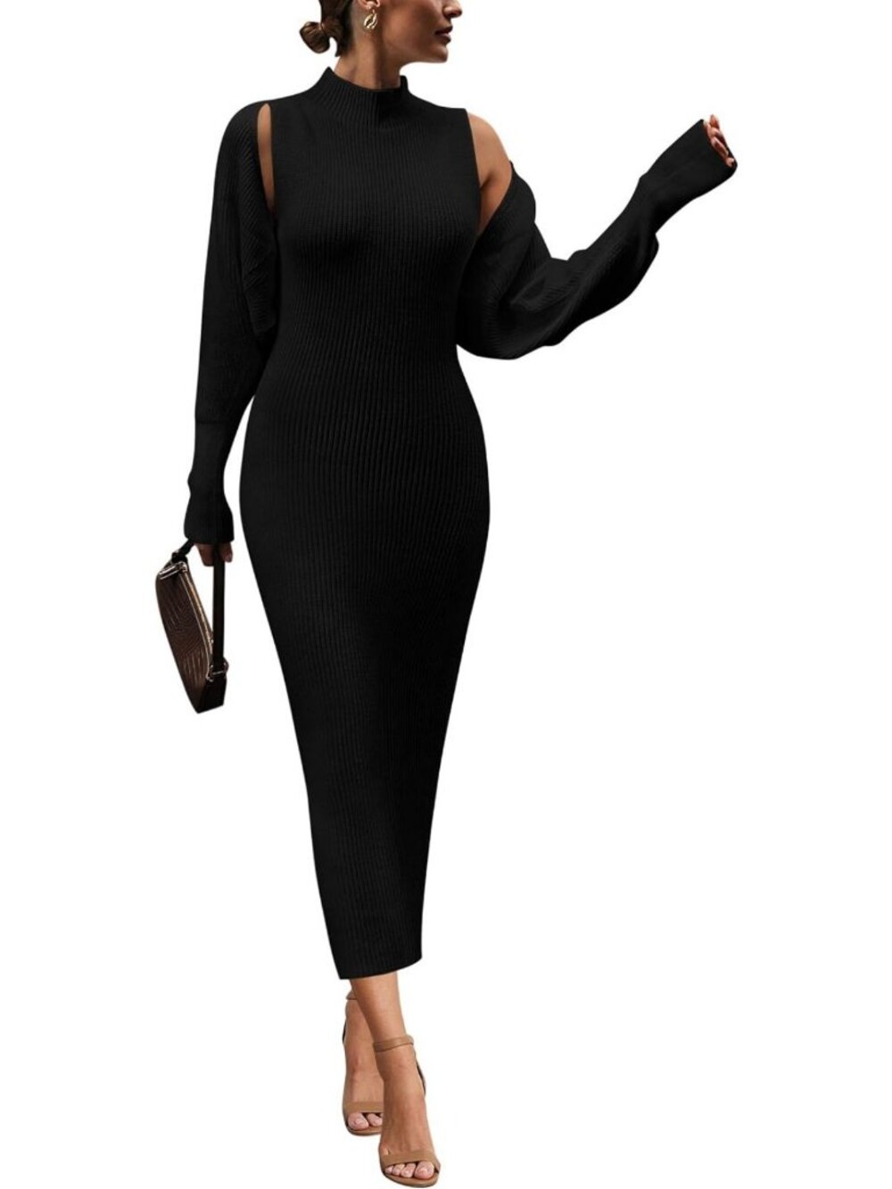 Chic Women's 2-Piece Ribbed Knit Sweater Dress Set for Date Night & Casual Wear